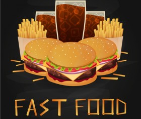 Poster fast food vector material 07