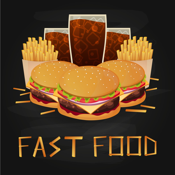 Poster fast food vector material 07