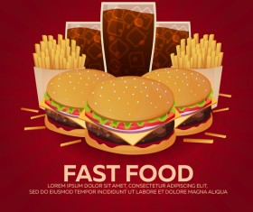 Poster fast food vector material 08