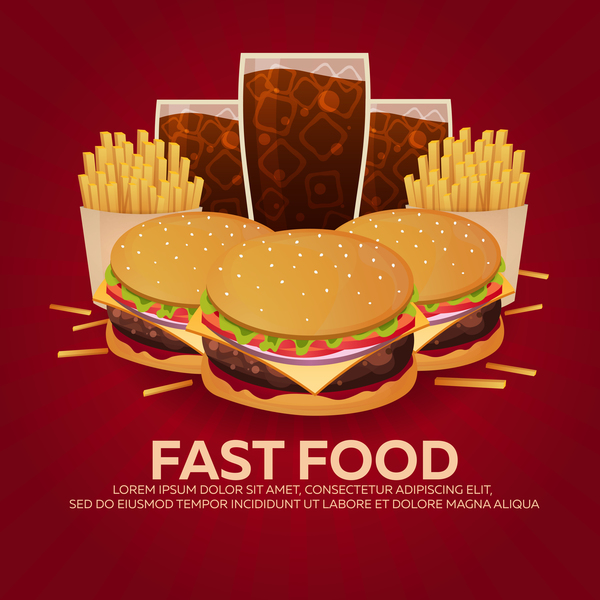 Poster fast food vector material 08