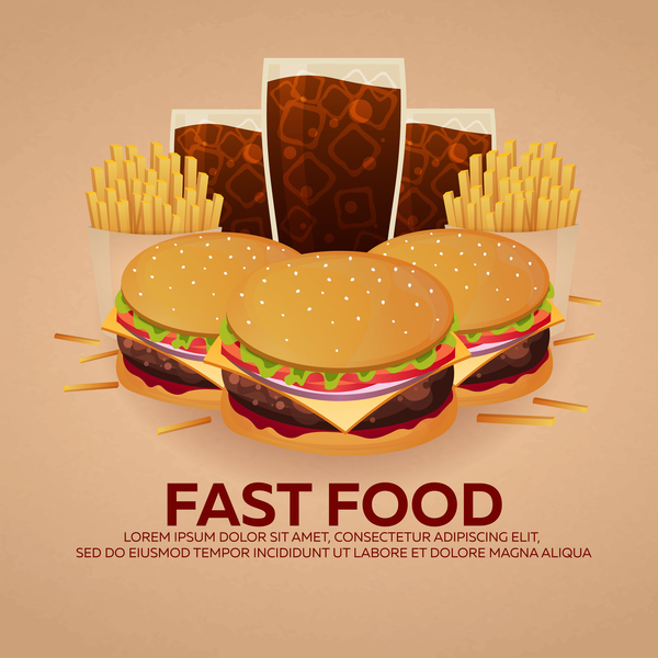 Poster fast food vector material 09