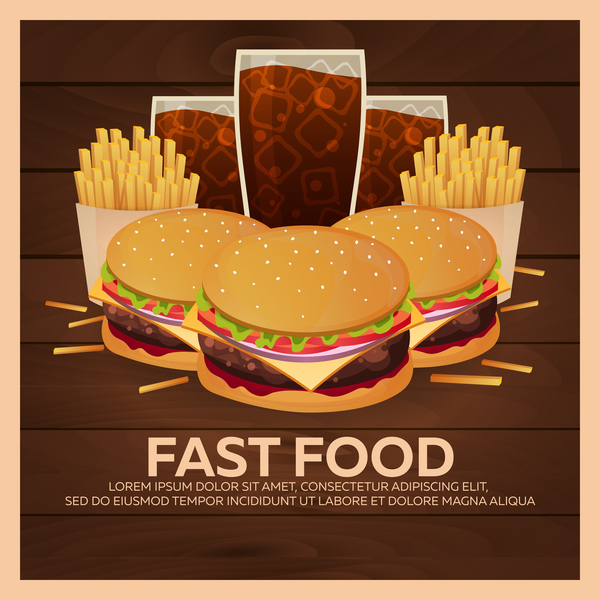 Poster fast food vector material 11