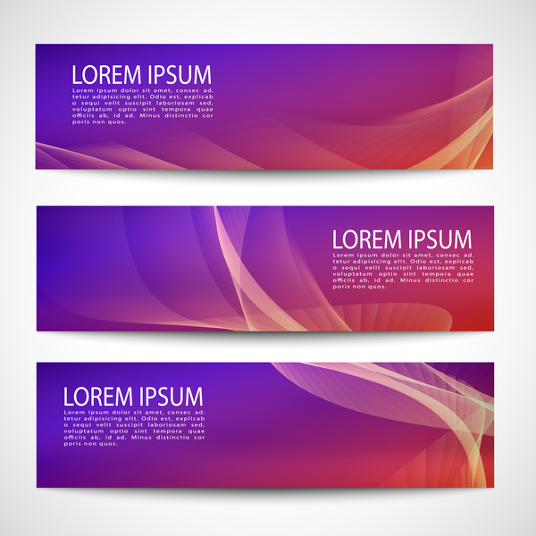 Purle business banner vector set 01