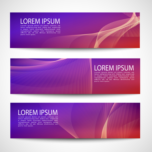 Purle business banner vector set 03