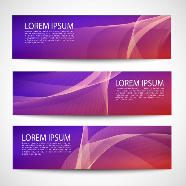 Purle business banner vector set 04