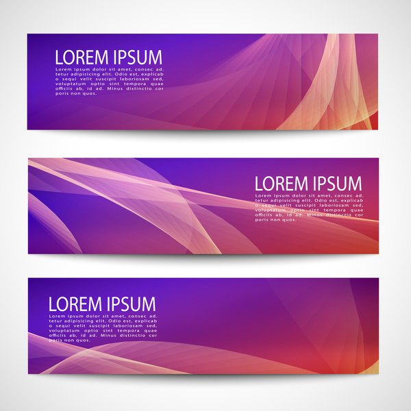 Purle business banner vector set 06