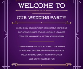 Purple wedding invitation card template vector 05