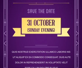 Purple wedding invitation card template vector 06