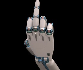 Put up the middle finger Robot hand Stock Photo