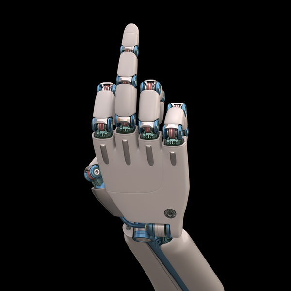 Put up the middle finger Robot hand Stock Photo