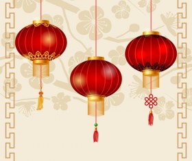 Red lantern with new year frame background material 02