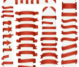 Red ribbon banners vectors 01