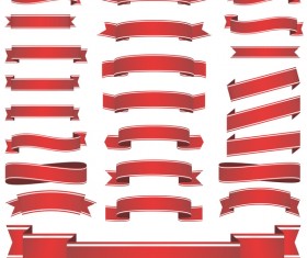 Red ribbon banners vectors 02