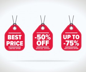 Red special offer tags vector