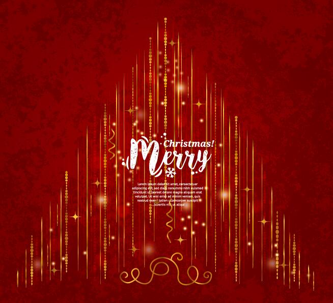 Red styles 2017 merry christmas card vector