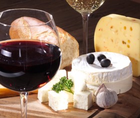 Red wines with cheese Stock Photo