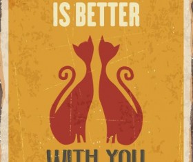 Retro background with cat vectors