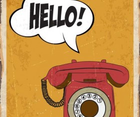 Retro background with telephone vectors