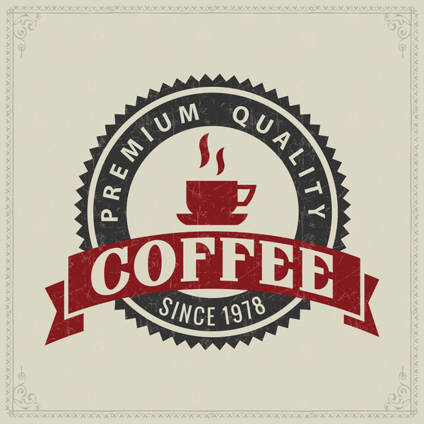 Retro coffee labels design vectors set 02