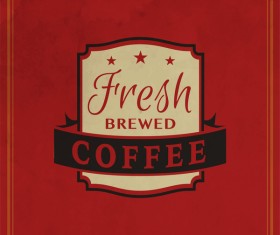 Retro coffee labels with red background vector 04