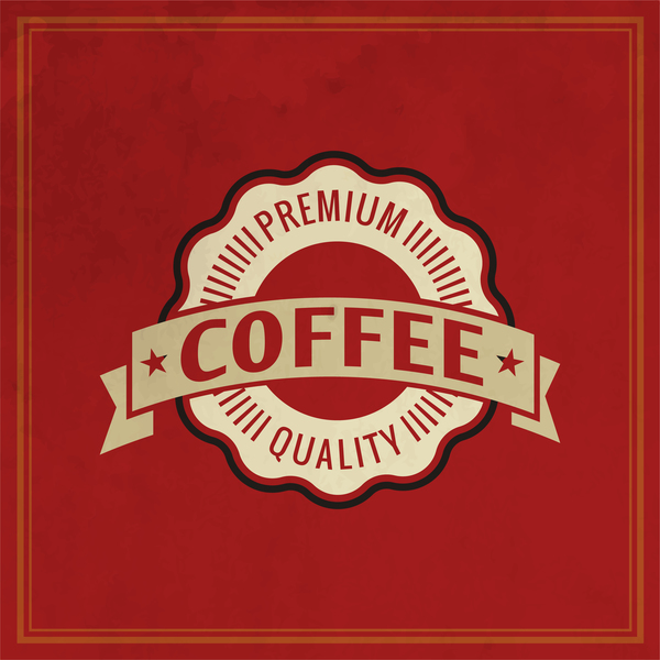Retro coffee labels with red background vector 05