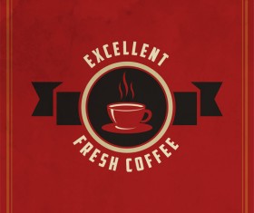 Retro coffee labels with red background vector 06