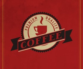 Retro coffee labels with red background vector 07