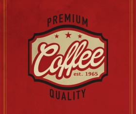 Retro coffee labels with red background vector 08