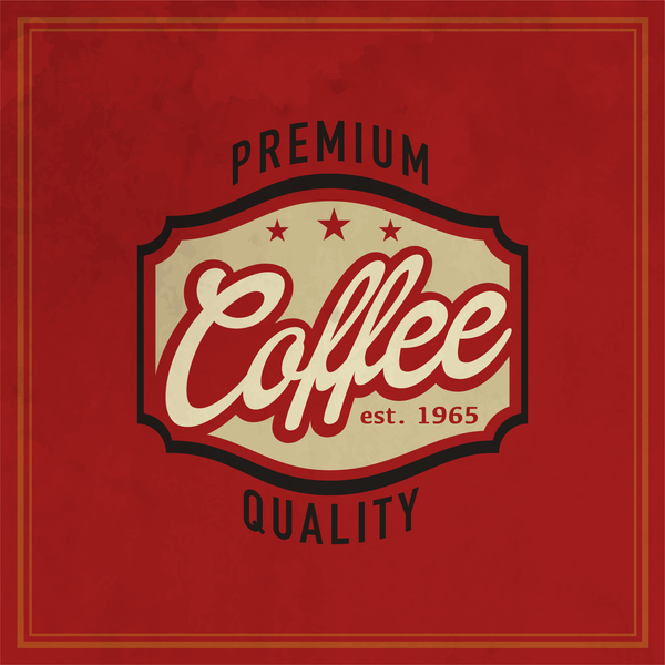 Retro coffee labels with red background vector 08