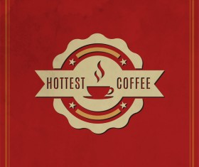 Retro coffee labels with red background vector 09