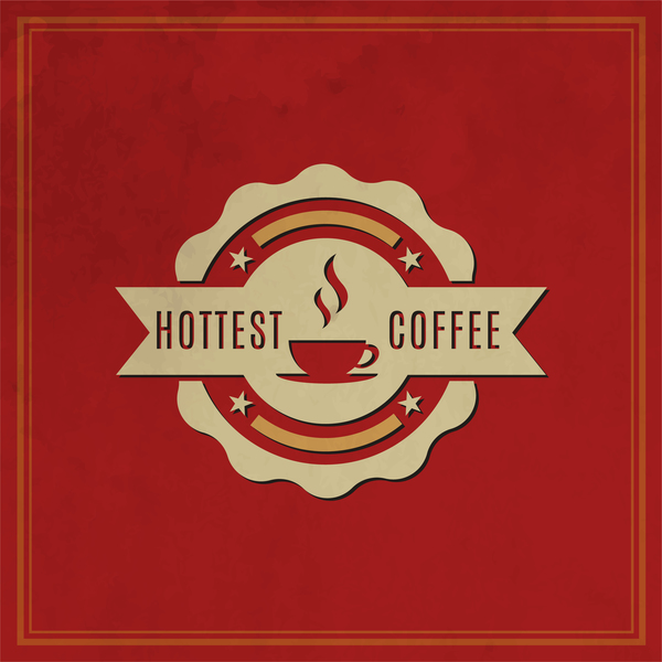 Retro coffee labels with red background vector 09