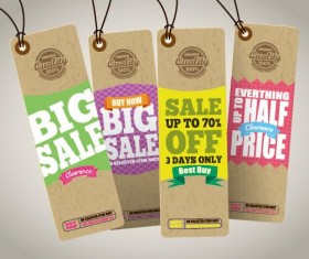Retro sale cardboard tags vector
