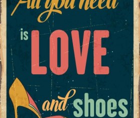 Retro shoes poster template vector 01
