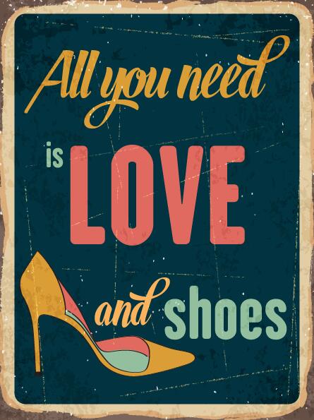 Retro shoes poster template vector 01