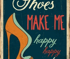 Retro shoes poster template vector 03