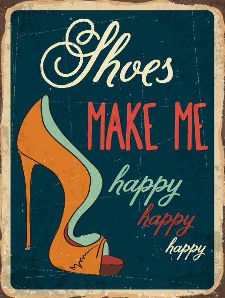 Retro shoes poster template vector 03