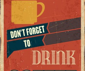 Retro with vintage coffee poster template vector 01