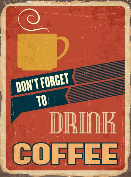 Retro with vintage coffee poster template vector 01