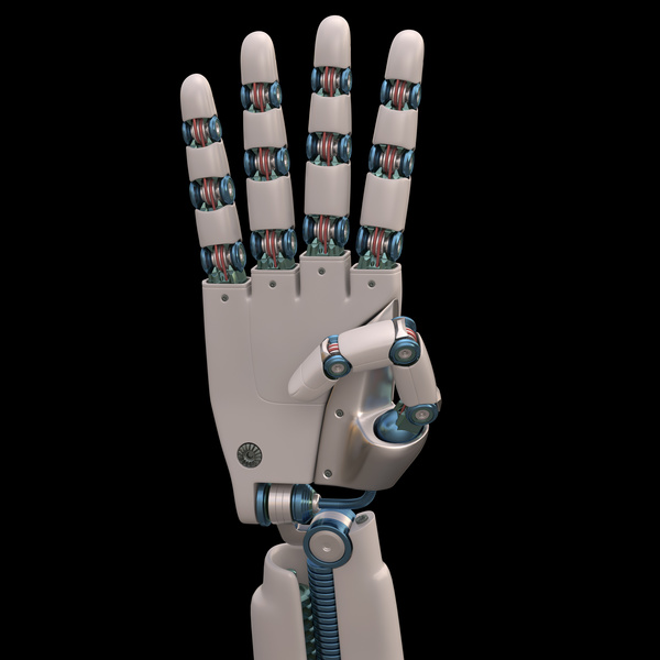 Robot hand bending the thumb Stock Photo