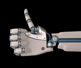 Robot hand thumbs up Stock Photo