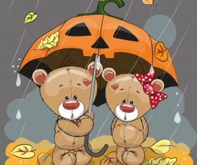 Romantic cartoon bears vector design 01