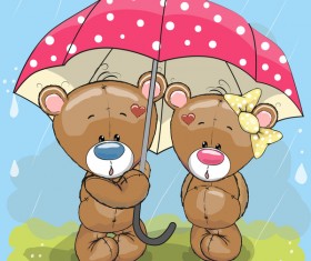 Romantic cartoon bears vector design 02