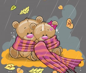 Romantic cartoon bears vector design 03