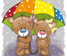 Romantic cartoon bears vector design 04