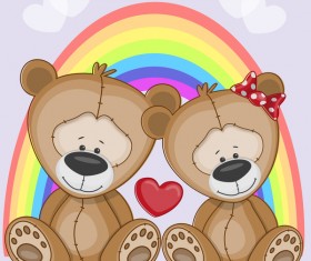Romantic cartoon bears vector design 05