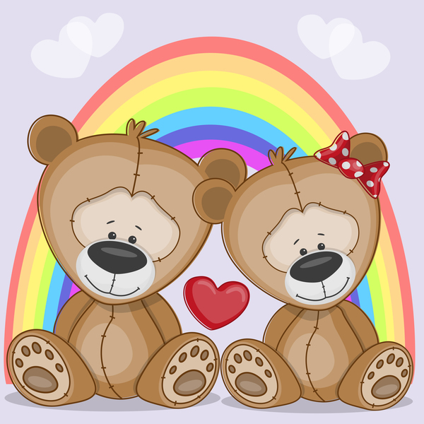 Romantic cartoon bears vector design 05