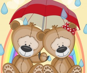 Romantic cartoon bears vector design 06
