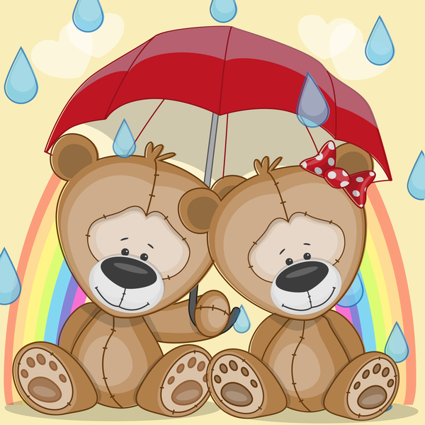 Romantic cartoon bears vector design 06