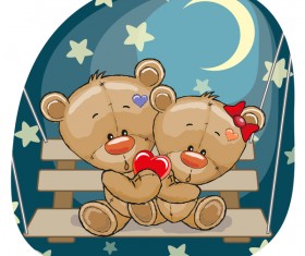 Romantic cartoon bears vector design 07