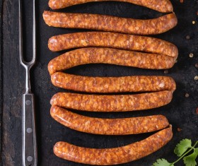 Sausage on the baking tray Stock Photo 01